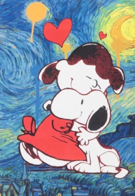 Impresión artística firmada edición limitada DEATH NYC 13"x18" Snoopy Lucy Van Gogh Foto 1 de 4