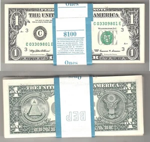 1999 $1 Philadelphia District Original BEP Wrap $100 Face FRNs Fr 1924-C - Picture 1 of 1