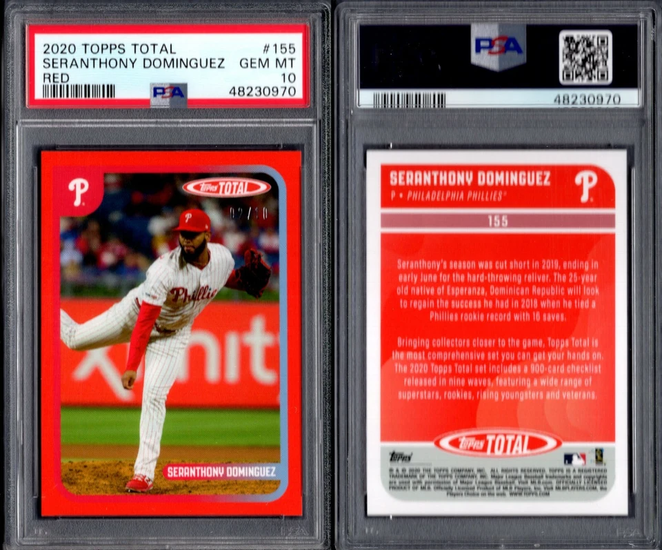 PSA 10 2020 Topps Total Red 155 Seranthony Dominguez 2/10 POP1 Phillies G00 2847 - Image 1 of 1