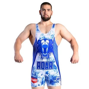 ROAR Heavy Weight Adult Wrestling Singlet High Cut Ringer Trikot - Picture 1 of 7