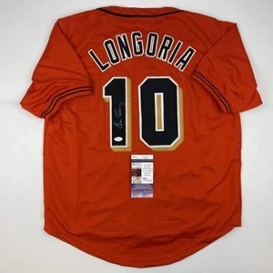 Autographed/Signed EVAN LONGORIA San Francisco Orange Baseball Jersey JSA COA - Picture 1 of 4