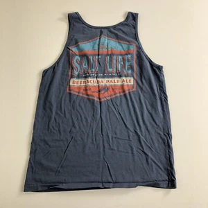 SALT LIFE Coastal Fish BEERACUDA ALE Tank Top Tee Shirt MENS Gray - Picture 1 of 5