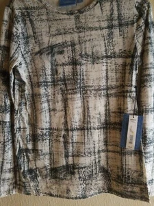 Simply Vera Vera Wang Sz XS Black & Cream Long Sleeve Top NWT Free Shipping - Picture 1 of 3