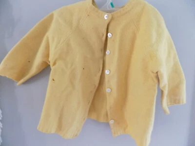 XL 14-16 Niñas Bonito Amarillo Lana Vintage Años 60 Cárdigan Tejido Suéter Envejecido Foto 1 de 4