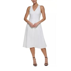 DKNY Cross Back Midi Dress Ivory Size 16 - Picture 1 of 5
