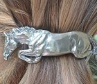 Jumping Hunter horse hair, scarf clip barrette Pewter Direct From Artist Studio