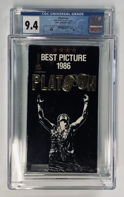 VHS — CGC 9.4/A+  PLATOON  (First Print, AMPAS, HEMDALE, Back HBO Watermarks) - Image 1 of 4
