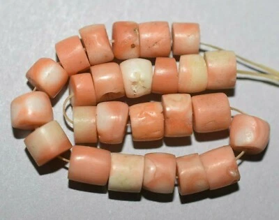 Antique Natural Light Pink Coral Beads Collected From Nigeria, African Trade - Image 1 of 4