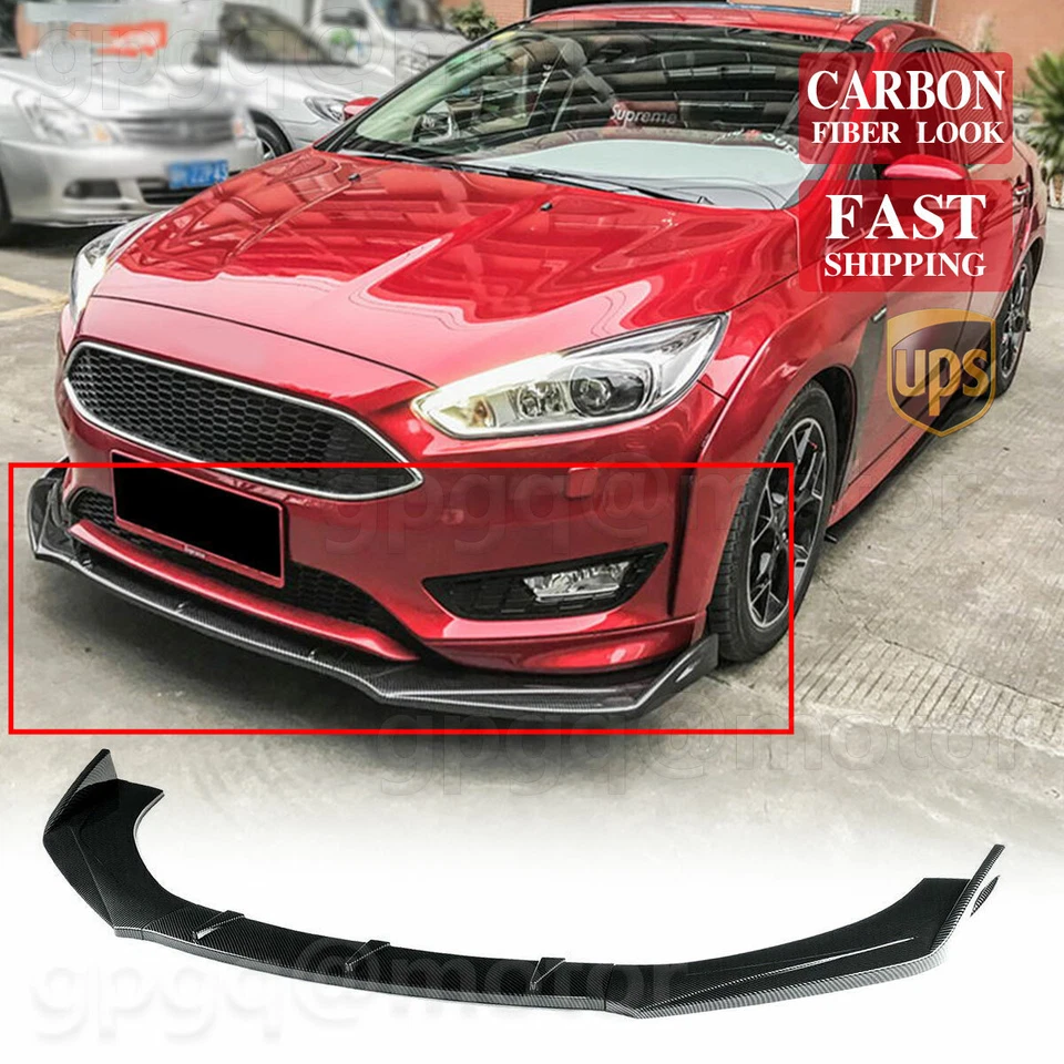Kit de carrocería divisor alerón labial de parachoques delantero de fibra de carbono para Ford Focus 2015-2018 Foto 1 de 4