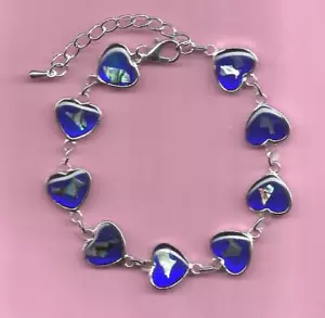 BLUE SEA SHELL OF THE SEA, ADJUSTABLE HEART PAUA SHELL LINK ANKLET BRACELET - Picture 1 of 2