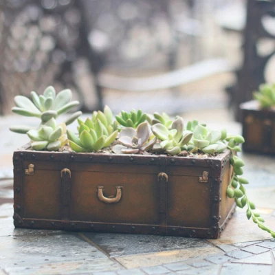 Decorative Garden Flower Resin Suitcase Retro Succulent Cactus Planter Pot  - Image 1 of 3