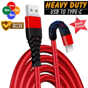 Heavy-Duty USB Type C Cable – 15cm, 1m, 2m, 3m Nylon Braided Charging & Sync - Picture 1 of 14