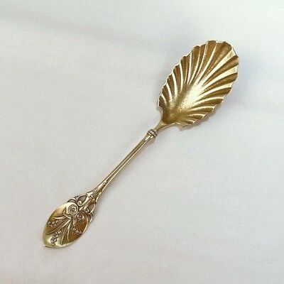 Antique Gorham Lily Gilt Frosted Sterling Silver Ice Cream Spoon - aka 88 SL . - Image 1 of 4