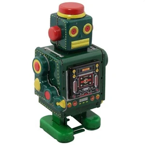 Robot giocattolo Green Robot Robot di latta verde giocattoli da collezione - Foto 1 di 12