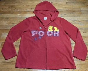 Disney Vintage Jacke Damen LARGE rot Kapuze Full Zip Fleece Winnie Puuh - Bild 1 von 10