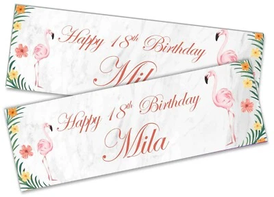 x2 Bandera de Cumpleaños Personalizada Flamingo Niños Niños Fiesta Decoración 142 Foto 1 de 4