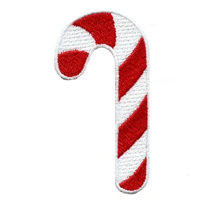 Peppermint Candy Cane Embroidered Iron On Patch - Picture 1 of 2