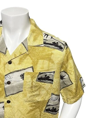 Havana Jacks Cafe Hawaiian Silk Shirt Mens Size Medium Short Sleeves Button Down - Image 1 of 4