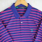 Polo homme à rayures bleu/rose/vert RLX x SUNSET RIDGE taille XL Wicking Golf