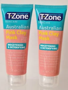 2 x T-Zone Australian Pink Clay Mask Brightening & Detoxifying Skin Face  75ml - Picture 1 of 6