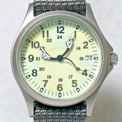 SEIKO Tokyo Disneyland Field Watch V742 Mickey Mouse hands Full Luminous Japan - Image 1 of 4