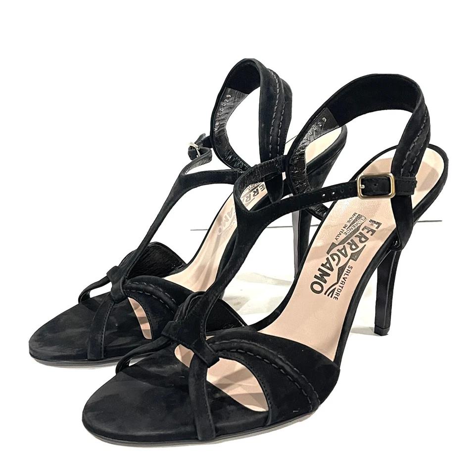 Salvatore Ferragamo Sandalias de gamuza con tiras para mujer talla 9.5 2A Foto 1 de 4