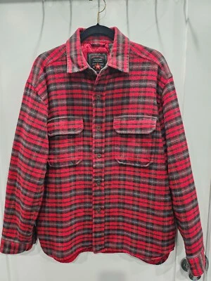 Vintage American Eagle Plaid Jacket Quilted Liner Red -Great shape! Size Medium - Image 1 of 4