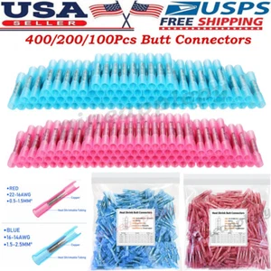 400PCS Heat Shrink Butt Wire Connector Insulated Seal Splice Crimp Terminals Kit - Picture 1 of 29