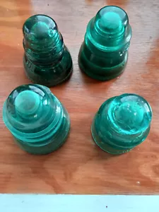 Antique Hemingray #40 May 2 1893 Blue Green Telephone Pole Glass Insulator and 3 - Picture 1 of 4