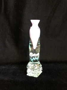 Vtg Studio Art Glass Vase Lilac Encased W/ Clear Signed "Mensch 95" 10.5” - Picture 1 of 9