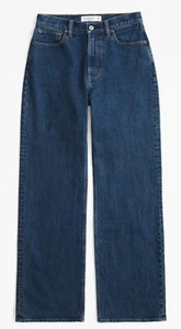 Abercrombie & Fitch Curve Love High Rise 90s Relaxed Jean Dark - Size 33 S (16) - Picture 1 of 5