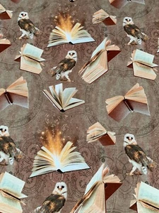 Tela de felpa francesa marrón Wisdom Owls, 240gsm, algodón 95/5, se vende 1/2 y 1m - Imagen 1 de 7