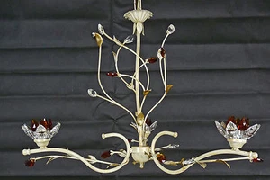 Lampadario con i fiori, pendenti e gocce in cristallo ferro battuto ART.571 - Bild 1 von 5
