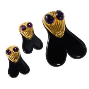 Joyería de luto renacimiento egipcio oro 22K con montura mosca de valor Demi Parure ATQ - Imagen 1 de 6