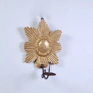 Vecchio portacero da parete portalume stella ordine legno dorato ecclesiastico - Picture 1 of 9