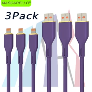 3 Pack 3 FT Charger Cable Heavy Duty Charging Cord For Apple iPhone 14 13 12 11 - Picture 1 of 11
