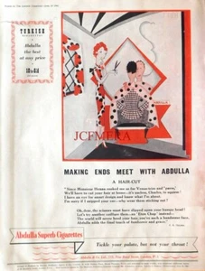 Abdulla Cigarettes Advert 'A Hair-Cut' : Art Deco 1940 Anne FISH Print - Picture 1 of 1