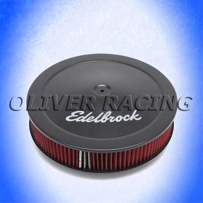 FILTRO ARIA NERO ROSSO 14" Edelbrock 356x76 Chevrolet Dodge Ford Pontiac V8 - Immagine 1 di 2