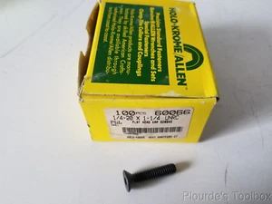 Box of (100) 1/4-20 x 1-1/4" Holo-Krome Allen Flat Head Cap Screws, Black Oxide - Picture 1 of 3