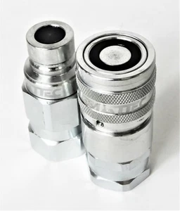 Hydraulic Couplers Flat Face 1/2" Bspp Male & Female Pair Bobcat Earth Moving - Picture 1 of 8