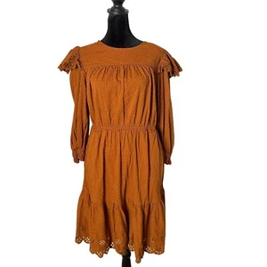 Universal Thread Dress Womens M Eyelet Ruffle Cottagecore BOHO Tiered - Picture 1 of 12