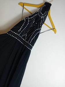 Ladies Black Jewel Cotton Clun Halterkeck Y2k Dress Size 12 - Picture 1 of 8