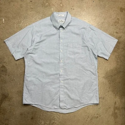 Vintage 80s Sears Roebuck Co. blue white striped short sleeve button up shirt - Image 1 of 4