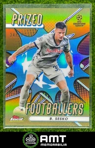 2022 Topps Finest UEFA CC Benjamin Sesko Prized Footballers Gold 24/50 Salzburg - Picture 1 of 3