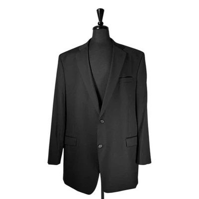 Ralph Lauren 男式西装外套 50L 黑色 100% 羊毛运动外套夹克 2 纽扣衬里 — 第 1/4 张图片