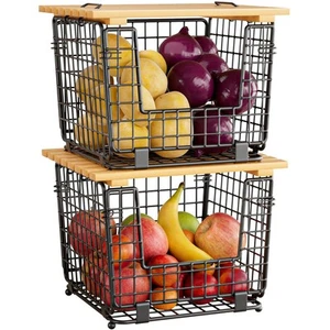 Cestello Portaoggetti in Filo per Dispensa Cucina: Contenitore Organizzatore Impilabile da Banco - Foto 1 di 6