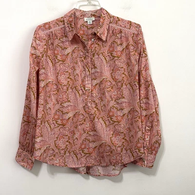 Sundance Poppy Bloom Henley Blouse S Petite Floral Long Sleeve NWOT - Image 1 of 4