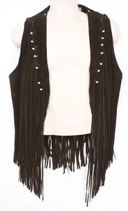Vintage 70s Pioneer Wear Suede Fringe Vest Beaded Western Hippie Festival *READ* - Picture 1 of 10