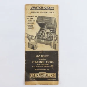 C. E. Marshall Watch-Craft Original Factory Moseley Staking Tool Booklet - Picture 1 of 5