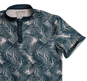 Camicia Mantra Uomo M Performance Polo Henley Manica Corta Foglie di Palmo Golf Tennis - Foto 1 di 9